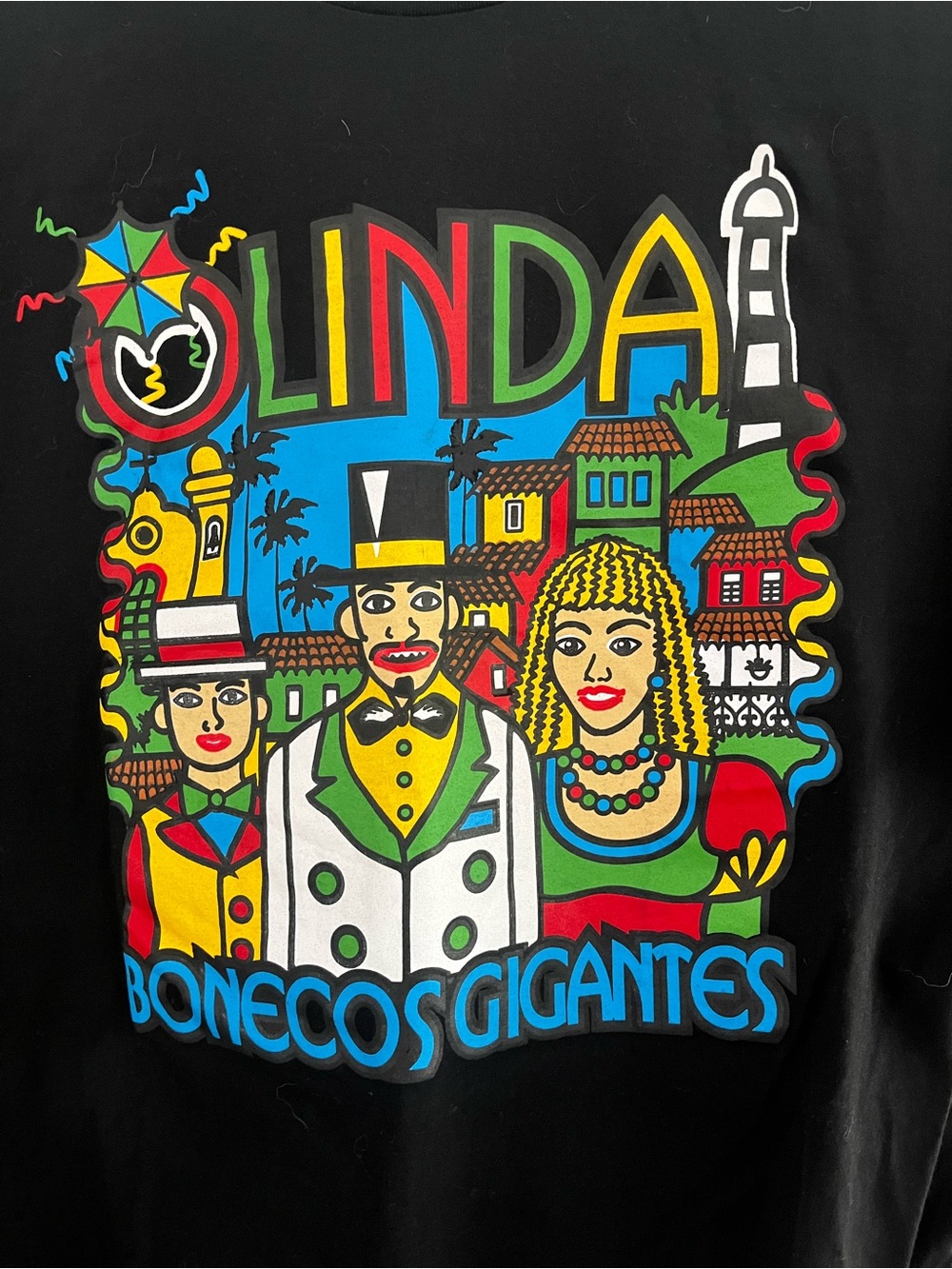 Bonecos Gigantes Linda Graphic Tee - Black with Multicolor Print